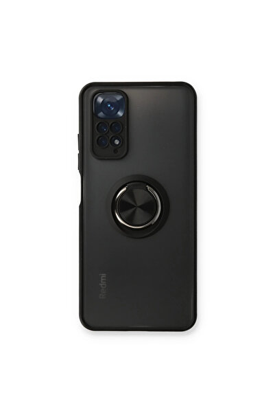 eco port غطاء حماية سيليكون لهاتف ريدمي نوت 11 بتصميم مونتريال مع حلقة - أسود