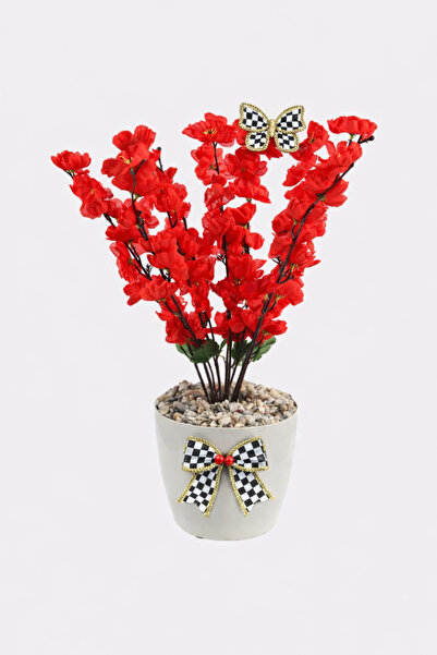 Marrone Decor pentru ușă, copac, balcon, terasă, model roșu de 50 cm