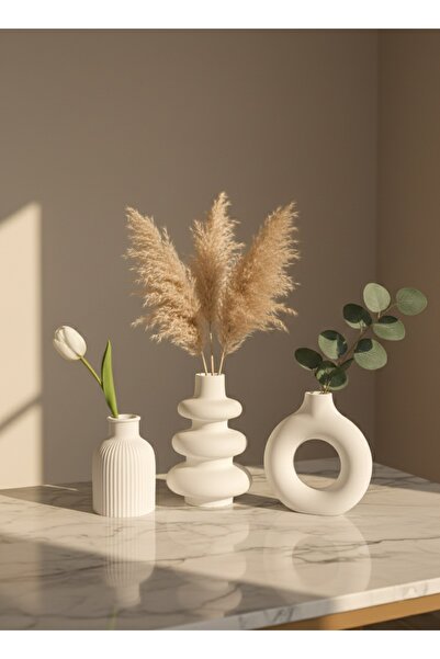 YASMELLA HOME Üçlü Dekoratif Vazo Seti
