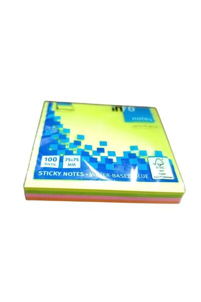 Info Notes 75X75 mm Mixed Color Adhesive Note Holder 100 Sheets