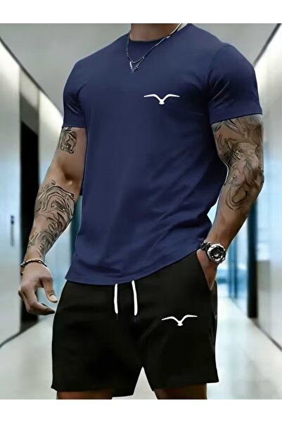 PAVRO Unisex Oversize Shorts Set Bottom-Top Two-Piece Comfortable Mixed Pvr C...