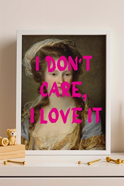 Saturn Nu-mi pasă, îmi place. Tablou înrămat cu mesaj iconic, portret clasic ...
