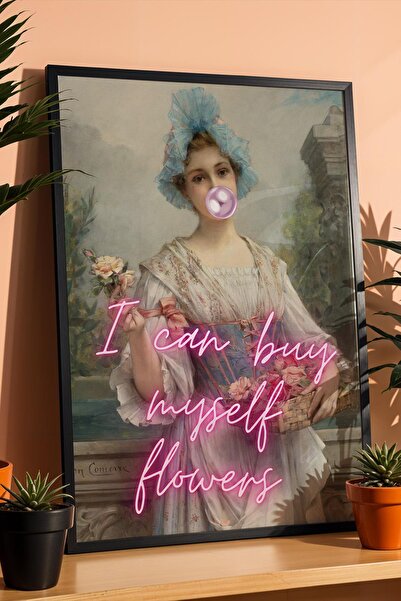 Saturn I Can Buy Myself Flowers Framed Painting Strong Woman Themed Modern Cl...