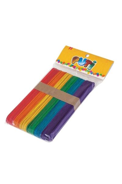 Puti Ahşap Renkli Dil Çubuğu 50li
