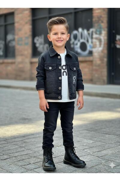 BEGONYA BEBECE KIDS Men's Denim Suit Triple Pants Jacket T-Shirt