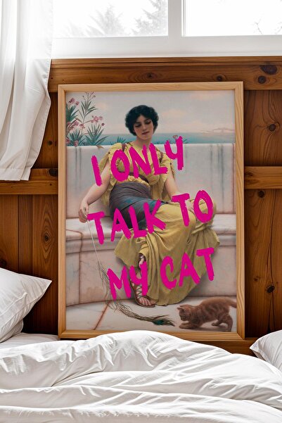 Saturn John William Godward Idleness Framed Painting I Only Talk to My Cat Gi...