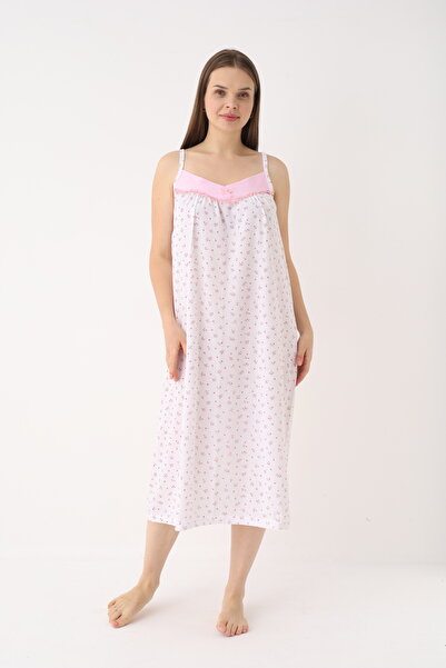 YASAR UNDERWEAR Women's 100% Cotton Strappy Nightgown |   V-Neck, Floral Patt...