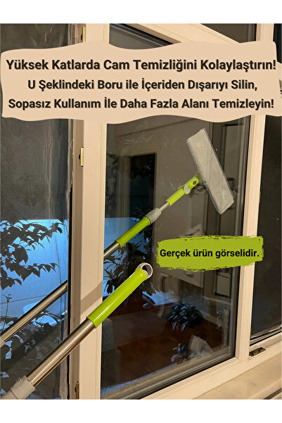 Saatistan Teleskopik Çift Taraflı Yüksek Katlı Dış Cam Silme Aparatı