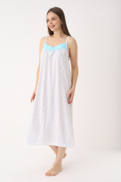 YASAR UNDERWEAR Women's 100% Cotton Strappy Nightgown |   V-Neck, Floral Patt...