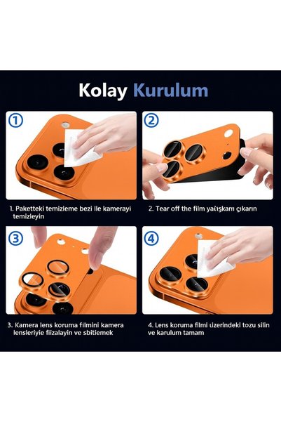 TechnoZone iPhone 17 Pro Max Compatible One-Piece Full-Covering Metal Tempered Camera Lens Protector