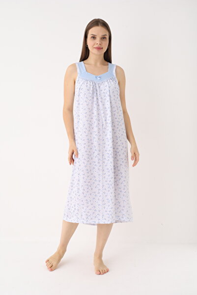 YASAR UNDERWEAR Women's Cotton Strappy Patterned Long Nightgown