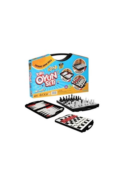 TORUTOYS 3 ü 1 Arada Çantalı Oyun Seti Satranç-Dama-Tavla Yılbaşı ve Özel Gün...