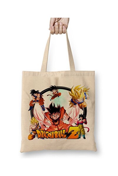 Toyaso Goku Variados Dragon Ball Z White Cloth Bag Long Handle Shopping Bag B...