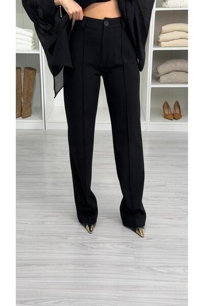 LUUNA STORE Flexi Front Seam Detail Pants - Black