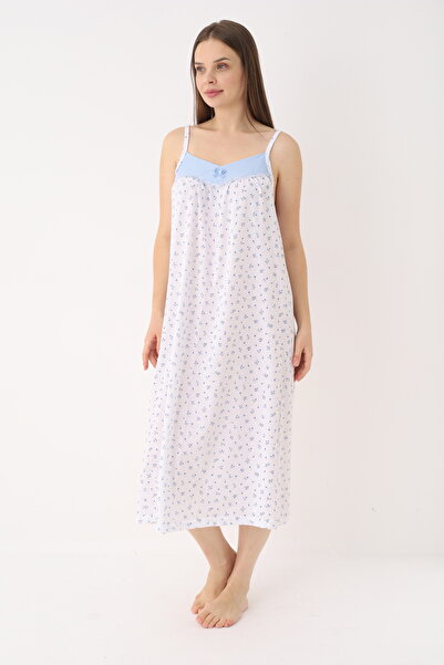 YASAR UNDERWEAR Women's 100% Cotton Strappy Nightgown |   V-Neck, Floral Patt...