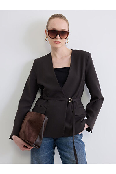 LC Waikiki Sparkling Choices Women's Blazer Jacket with Belted Waist from Shi...