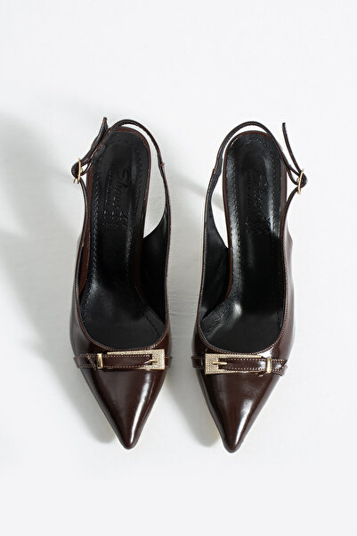 MUFUMA Women's Buckle Detailed Pointed Toe Heeled Shoes