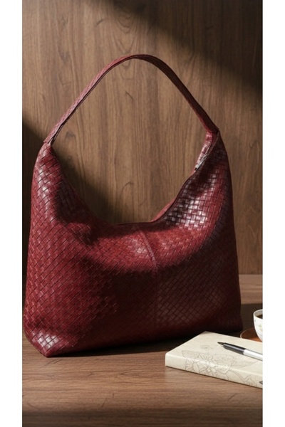 themoiss The Moiss Casual Knit Textured Suede Burgundy Fabric Women's Shoulde...