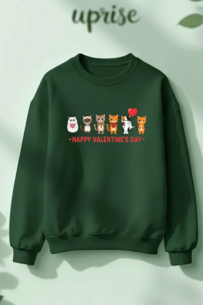 Vordevia Valentines Day Printed Cotton 3 Thread Threaded Crew Neck Oversize S...