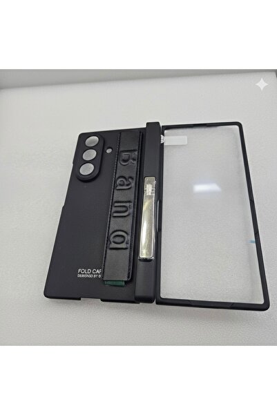 Samsung Z Fold 7 Uyumlu Ekran Koruma Camlı Standlı Kılıf Kapak El Kayışlı Standlı Z Fold 7 Kılıfı