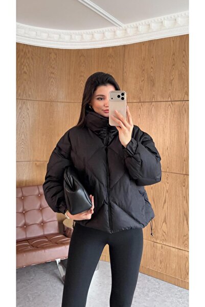 HAZELANNA Black Coat with Diamond Slices