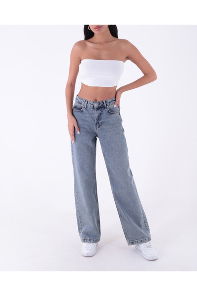Qualia Butik Kadın Yüksek Bel Palazzo Jean
