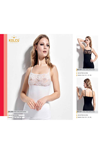 BENALİ Underwear (3 Pcs) Lycra Thin Straps Wide Lace Tank Top
