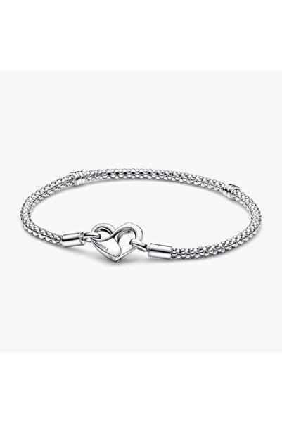 Pandora Braided bracelet with heart clasp 925 Silver - 18cm