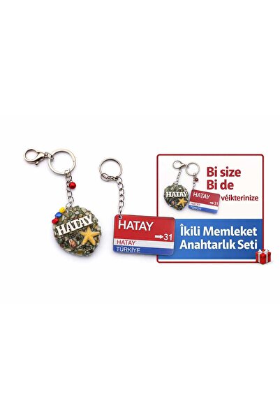 Home Hatay Hometown Themed Handmade Set of 2 Keychains