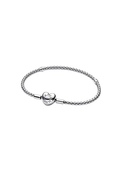 Pandora Braided bracelet with heart clasp 925 Silver - 18cm