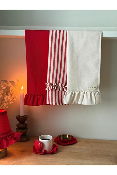 KaiAtelier Lovely X Natural Linen 3-Piece Oven Cloth / Drying Cloths