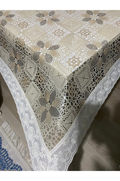 YEK HOME TEKSTİL 120cm X 150cm Liquid-Resistant Lace-Look Wipeable Tablecloth