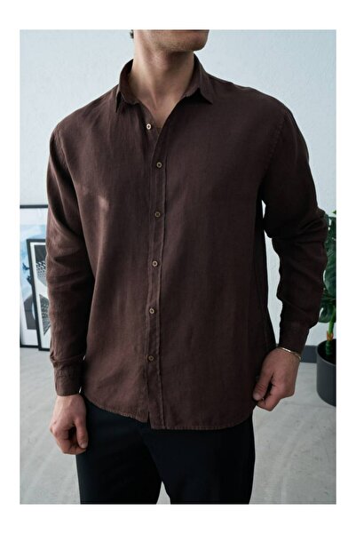 perasttesktil Men's Regular Linen Shirt