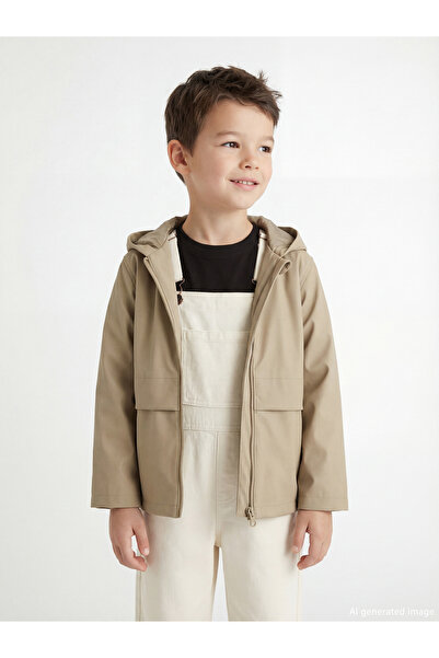 LC Waikiki Su İtici Deri Görünümlü Erkek Çocuk Mont