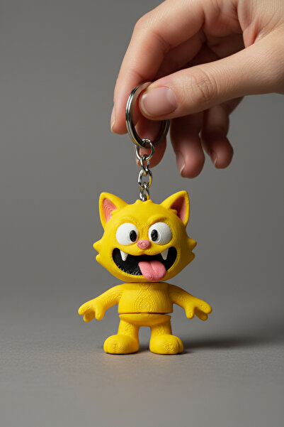 Pazarois Crazy Cat Figured Movable Keychain
