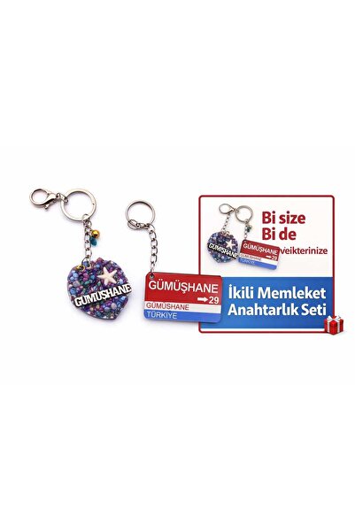 Home Gümüşhane Hometown Themed Handmade Set of 2 Keychains
