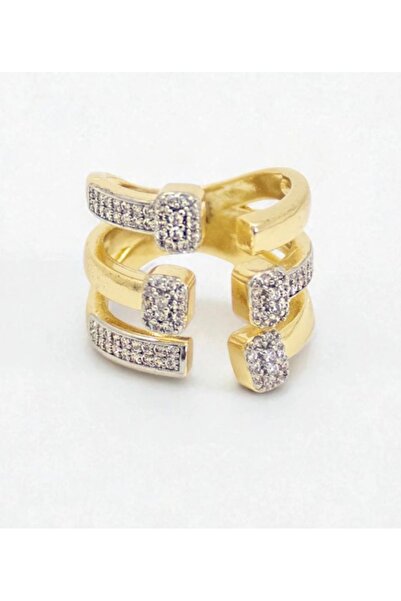 Zümrütoyuncakstore Steel Ring Adjustable Gold Zircon Stone Stainless Water Re...