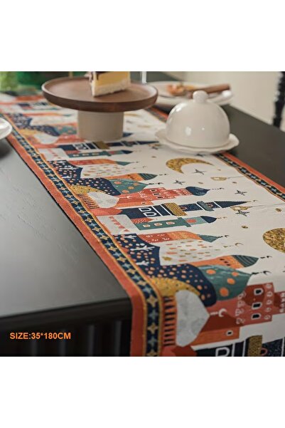 X LOT Ramadan Table Runner with Tassel Trim, Decorative Islamic Multicolour W...