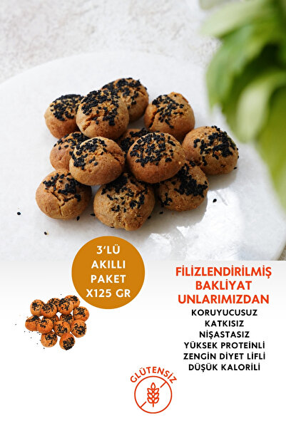 Mikro Herküller Glütensiz 3'lü Mahlepli Tuzlu Kurabiye Akıllı Paket 3x125 gr/...
