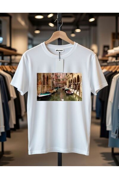playwear تي شيرت PLAY WEAR للجنسين بقصة فضفاضة مطبوع عليه ITALY V 6 برقبة دائرية