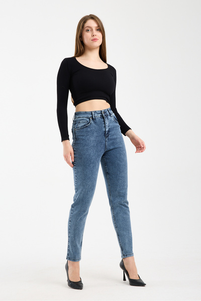 ARMONİA JEANS pantaloni de damă cu detalii vintage, spălare la zăpadă denim