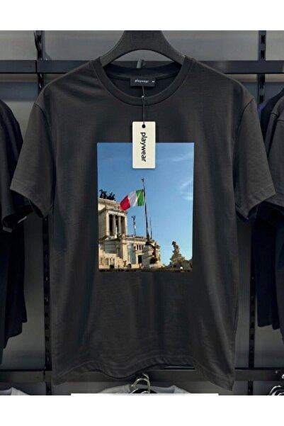playwear تي شيرت PLAY WEAR للجنسين بقصة فضفاضة مطبوع عليه ITALY V 2 برقبة دائرية