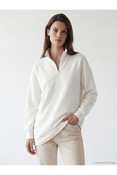 LC Waikiki Nevavm Differently Styled High Collar Soft Touch Women's Sweatshir...