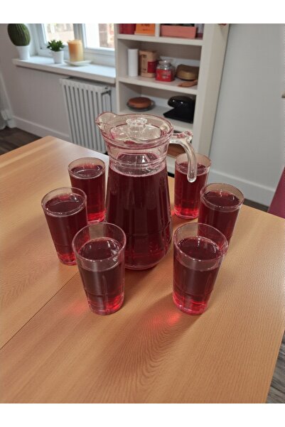 AR HOME 7 PCS GLASS SOFT DRINK SET-6 juice glass-1 jug