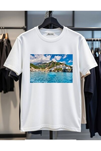 playwear تي شيرت PLAY WEAR للجنسين بقصة فضفاضة مطبوع عليه ITALY V1 برقبة دائرية
