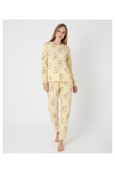 PİJALİNA TOPTAN PERAKENDE VE ONLİNE TEKSTİL Duck Patterned Cotton Pajama Set