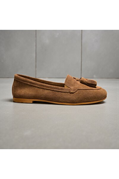 NOVEZA حذاء باليه نسائي من الجلد الطبيعي باللون البني مع شراشيب، أنيق ومريح ل...