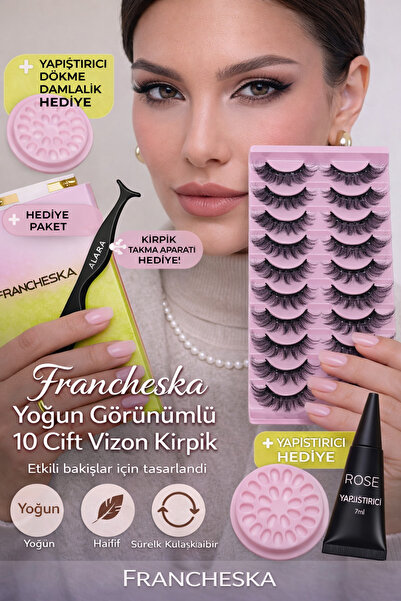 Francheska Yoğun Görünümlü Dramatik Takma Kirpik Seti 10 Çift | Yapıştırıcı &...