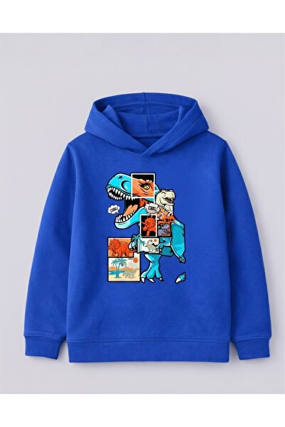 Tiny and Co سويت شيرت بقلنسوة للأطفال مطبوع عليه تي ريكس مصنوع من القطن بنسبة...