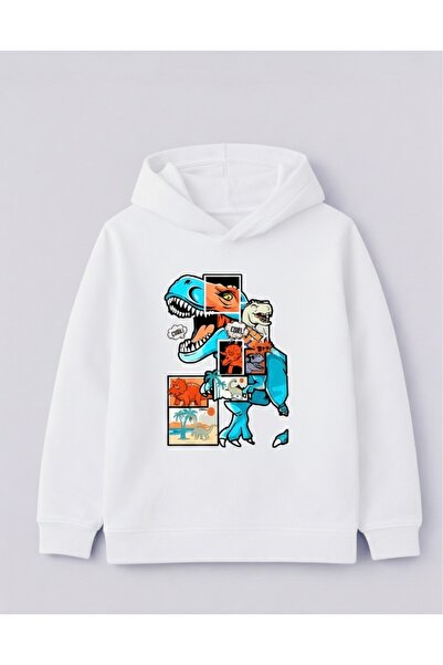 Tiny and Co سويت شيرت بقلنسوة للأطفال مطبوع عليه تي ريكس مصنوع من القطن بنسبة...